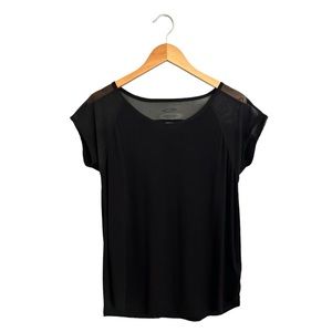 Tahari - Black Tee - Mesh Sleeve - Keyhole back - Medium